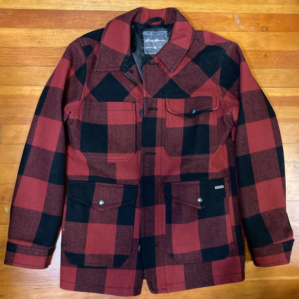 Eddie Bauer Bulman creek forester wool coat red Buffalo plaid